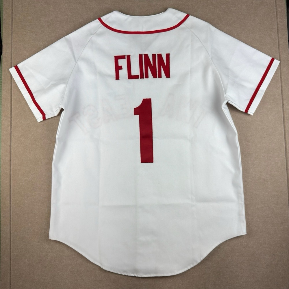TShirt Museum USA Baseball Jersey Men's M TWA East Flinn #1 White Red Cotton - Picture 2 of 14